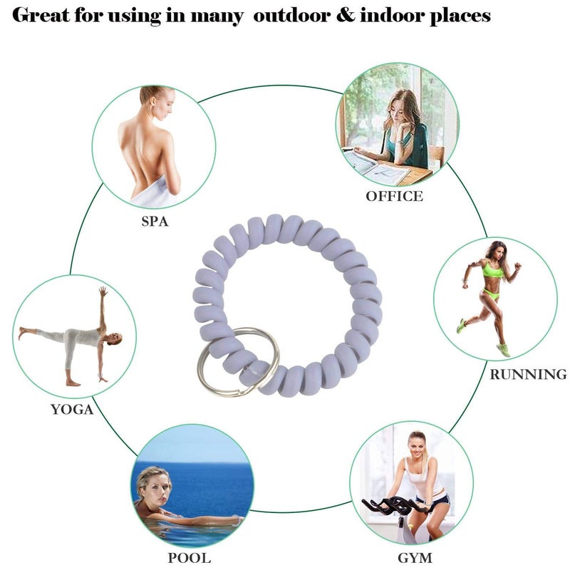 BIHRTC Pack of 5 Mix Color Plastic Coil Wrist Coil Stretch Wristband Elastic Stretchable Spiral Bracelet Key Ring Chain Hook Holder for Gym Pool ID Badge and Outdoor Sports - Image 5